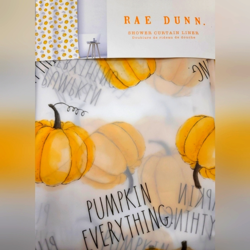 Rae Dunn Pumpkin Everything Shower Curtain for Fall and Halloween BNWT